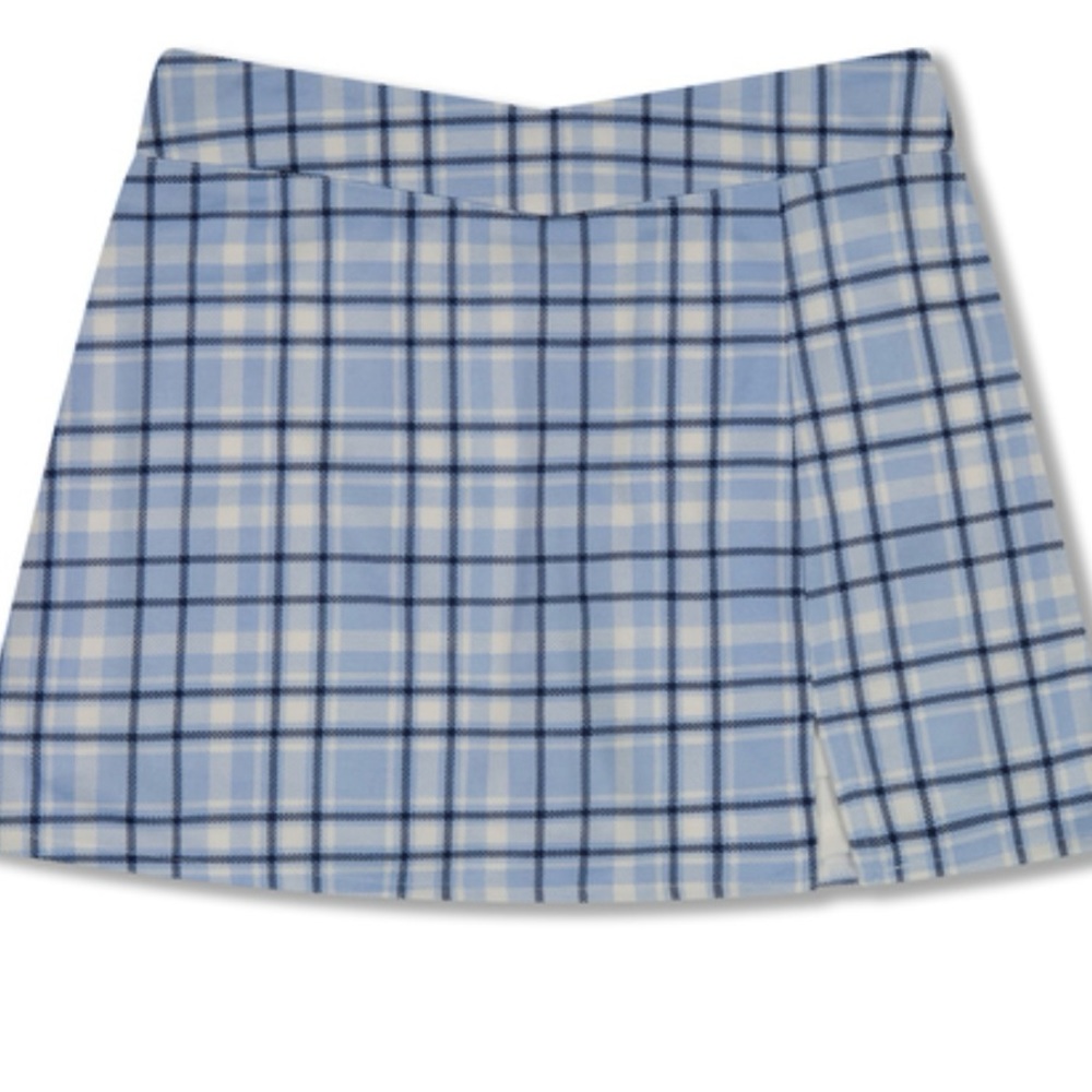 ISO PLAID BLUE VWAIST SKORT FROM FIVE BELOW